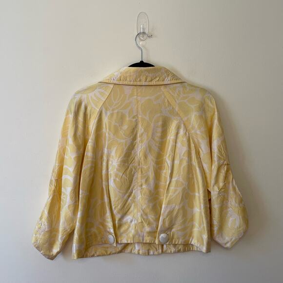 Cache S button up blazer business casual floral boho collared yellow tropical - Picture 5 of 7